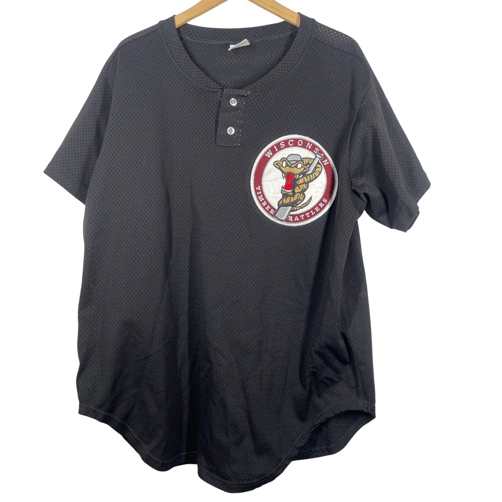 Vintage Wilson Wisconsin Timber Rattlers Baseball Jersey Black Mesh Size 48 USA